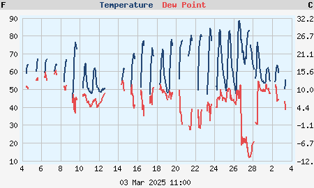 Monthly temperature and dew point graph